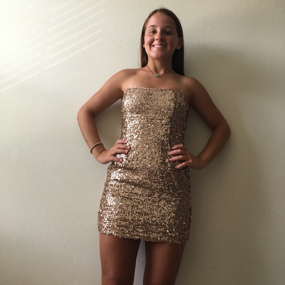 Rose gold sequin formal/hoco dress